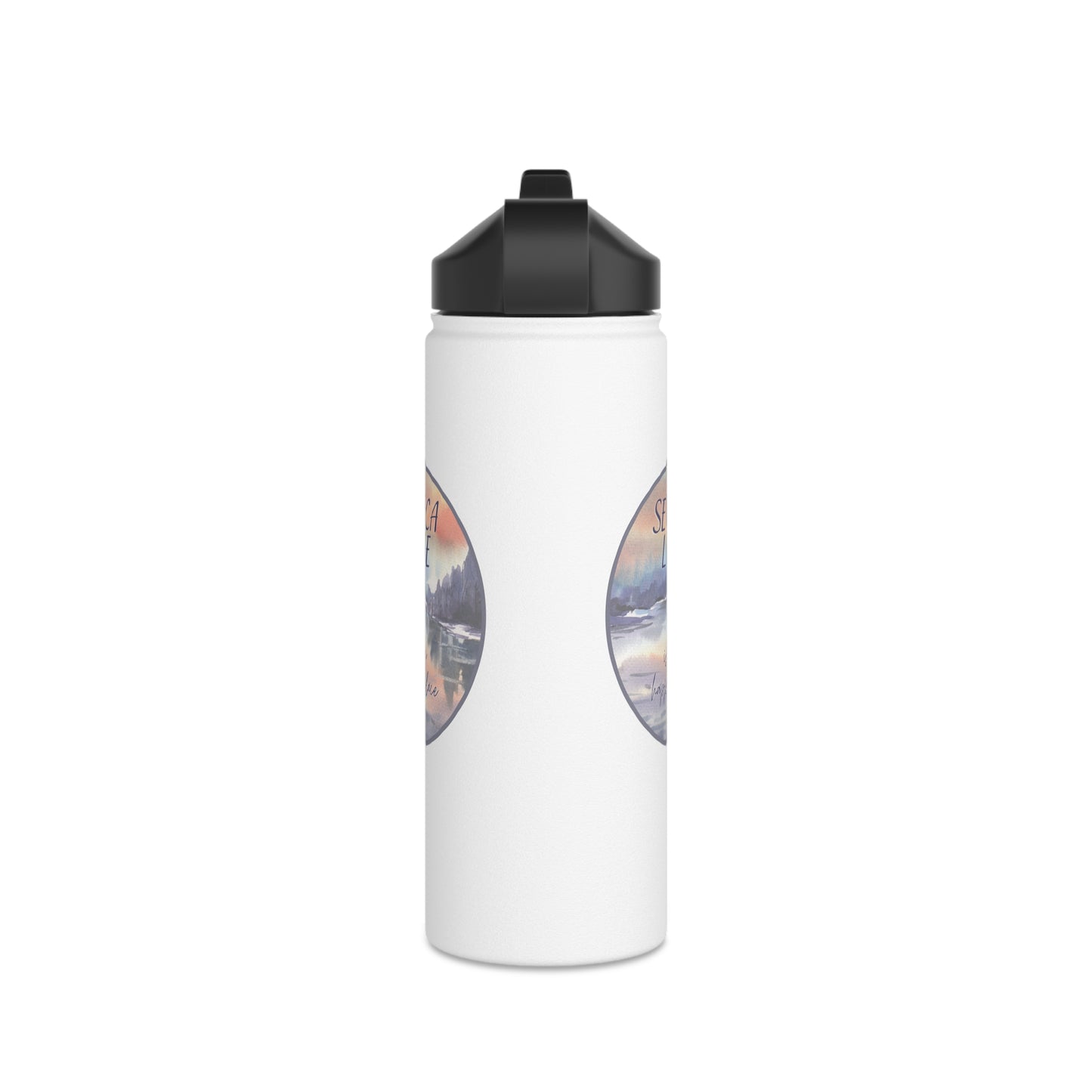 Seneca Lake is My Happy Place Stainless Steel Water Bottle in watercolors