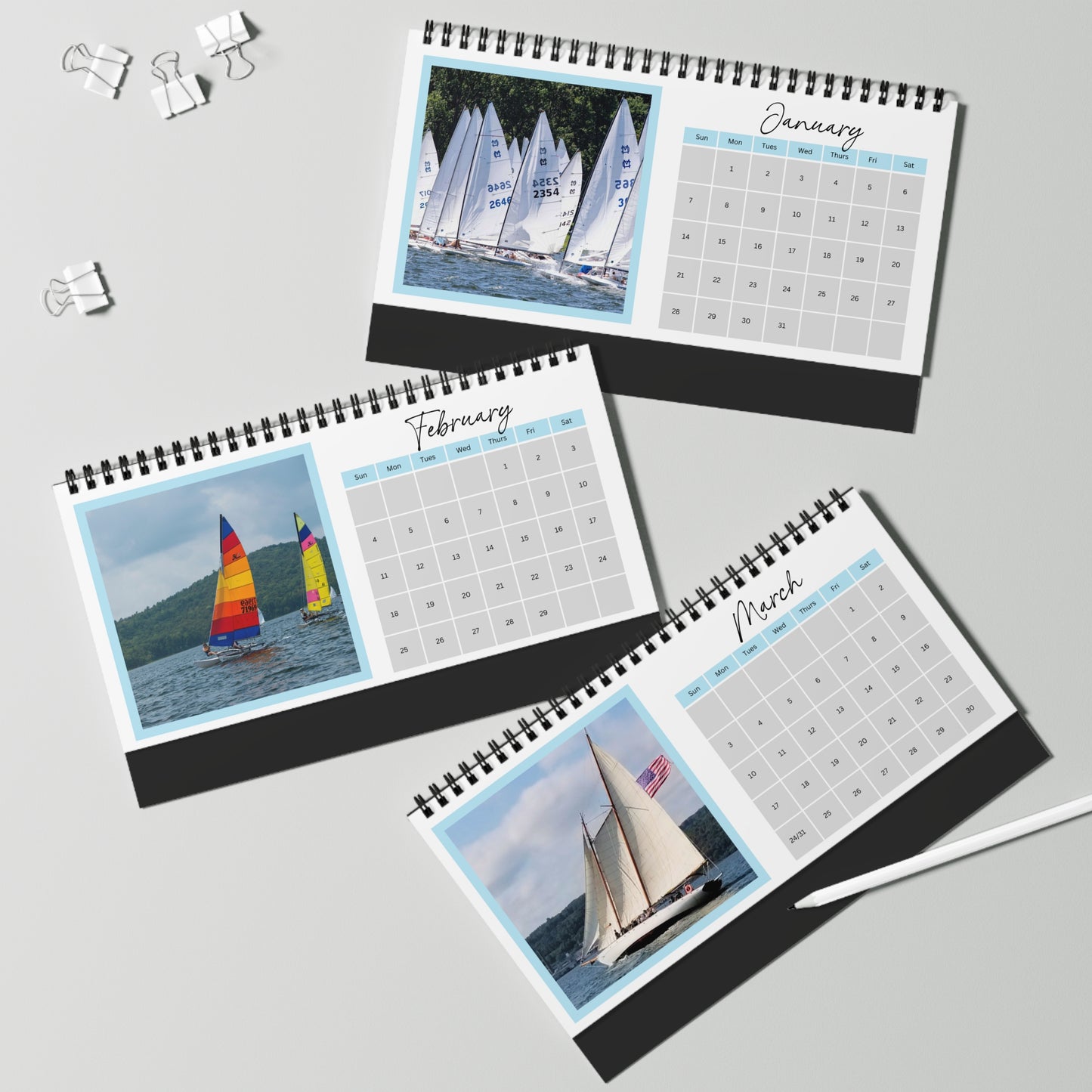 Sailing through the Year: A Sailboat Adventure 2024 Desk Calendar