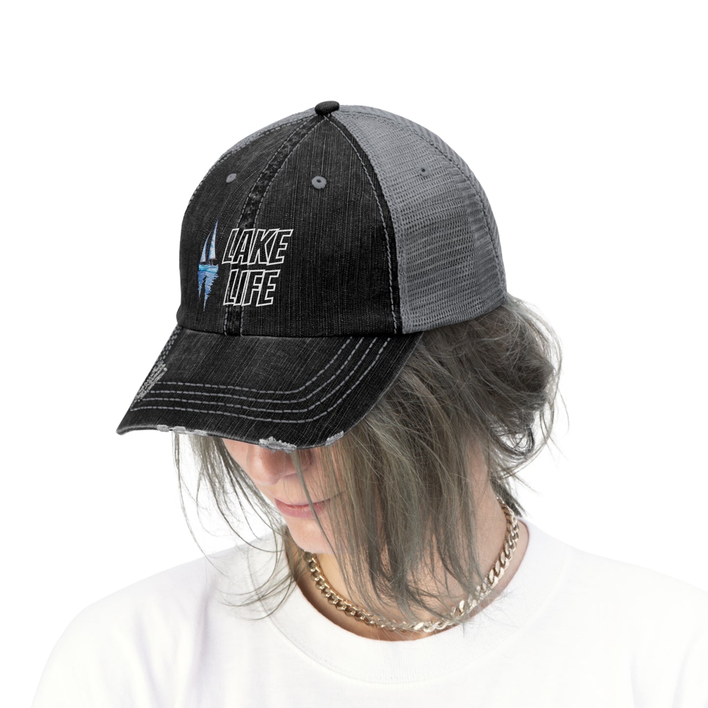 Lake Life Sailboat Unisex Trucker Hat