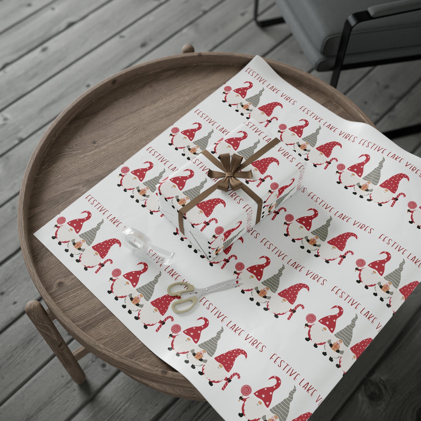 Christmas Wrapping Paper, Holiday Wrapping paper, Festive Lake Vibes gift wrap