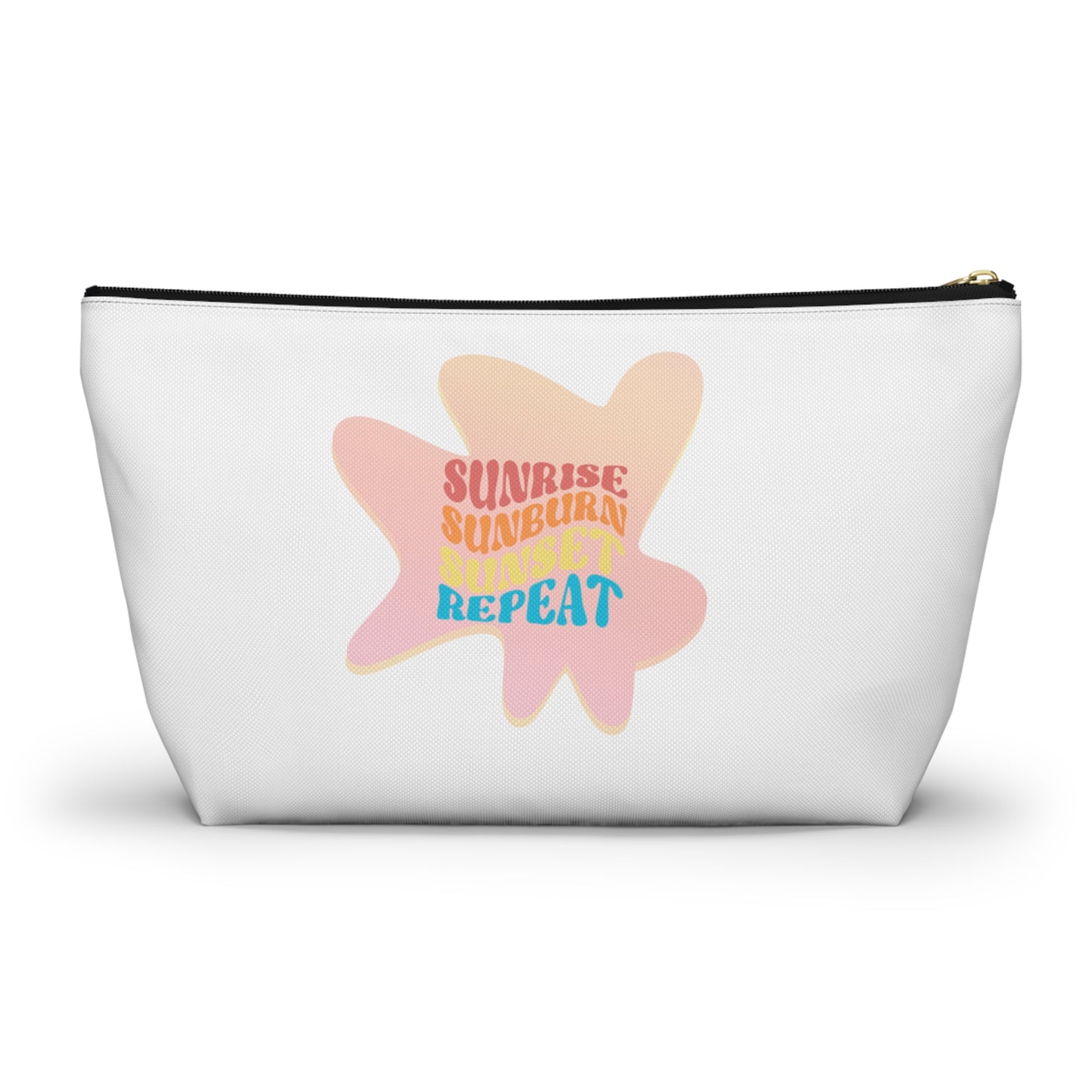 Sunrise, Sunburn, Sunset, Repeat accessory bag in pink and white