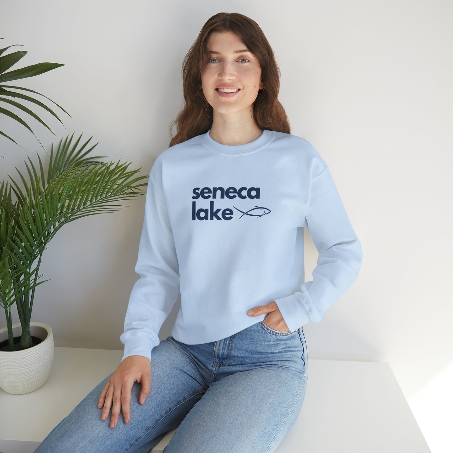 Seneca Lake Simple Fish Crewneck Sweatshirt