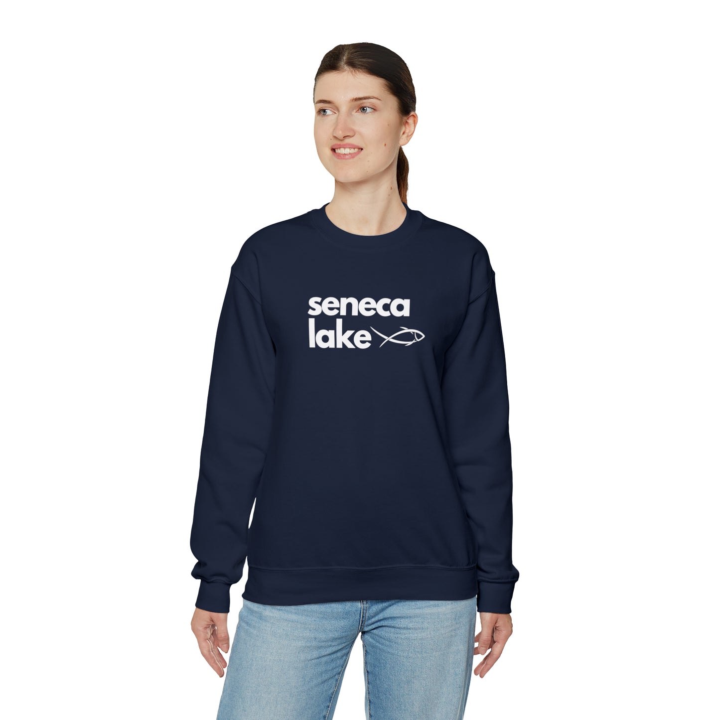 Seneca Lake Simple Fish Crewneck Sweatshirt