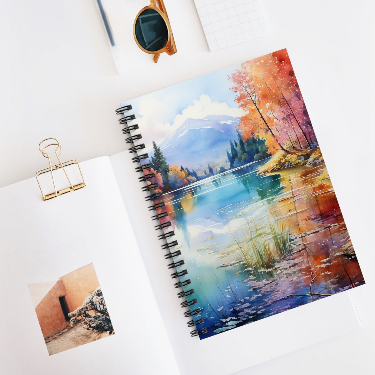 Colorful Lakeside Reflections Spiral Notebook - Ruled Line