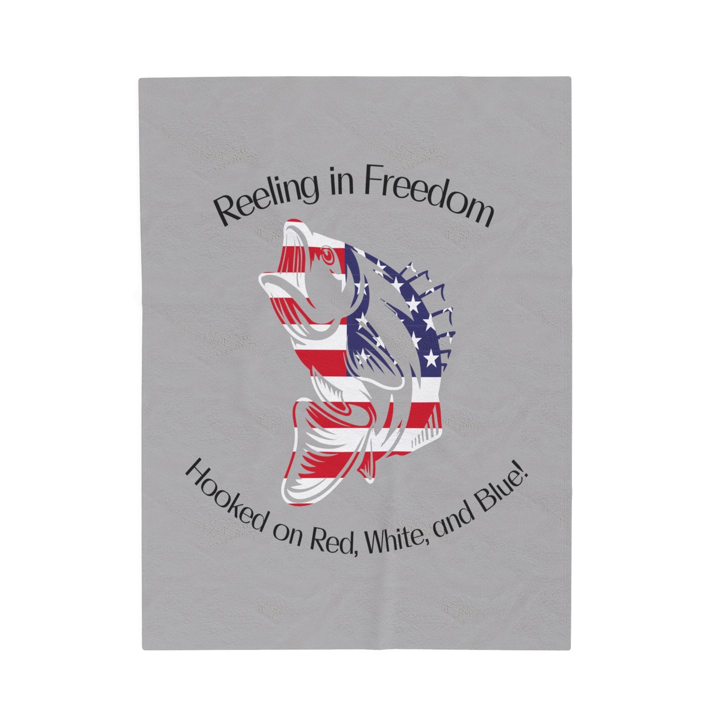 Reeling in Freedom: Hooked On Red, White and Blue Patriotic Fish Velveteen Plush Blanket