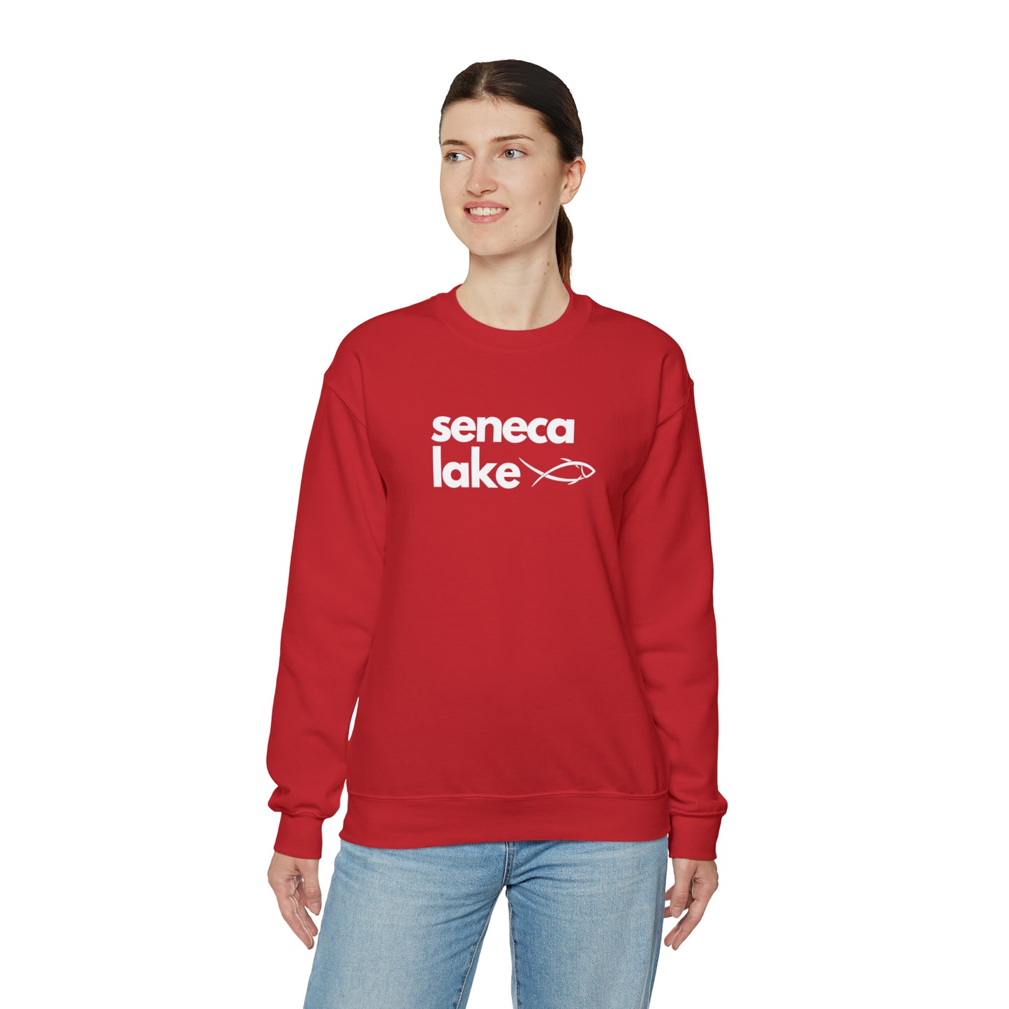 Seneca Lake Simple Fish Crewneck Sweatshirt