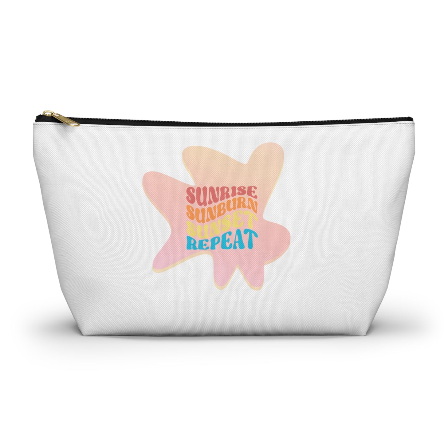 Sunrise, Sunburn, Sunset, Repeat accessory bag in pink and white