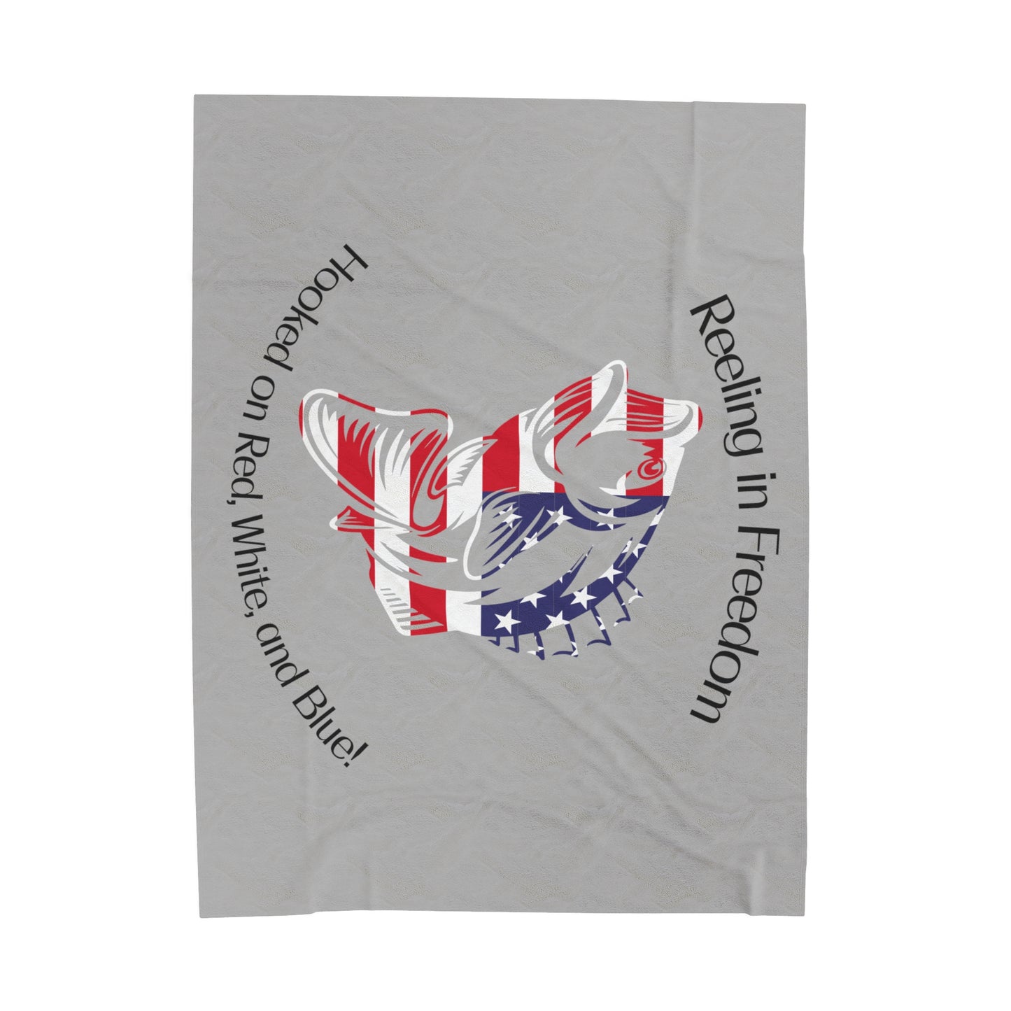 Reeling in Freedom: Hooked On Red, White and Blue Patriotic Fish Velveteen Plush Blanket