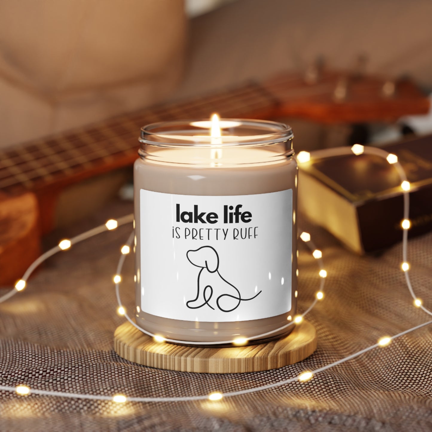 Lake Life is Pretty Ruff Scented Candle, 9oz, featuring a line drawing of an adorable dog