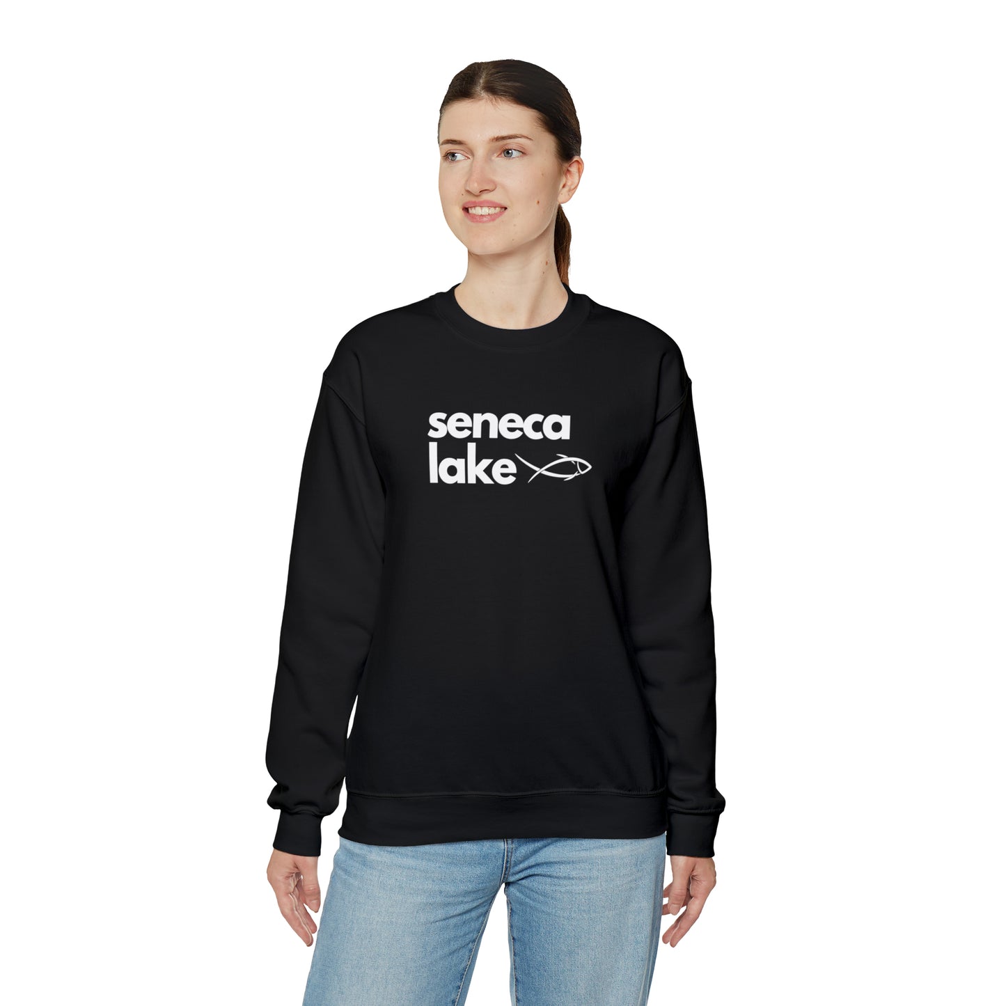 Seneca Lake Simple Fish Crewneck Sweatshirt