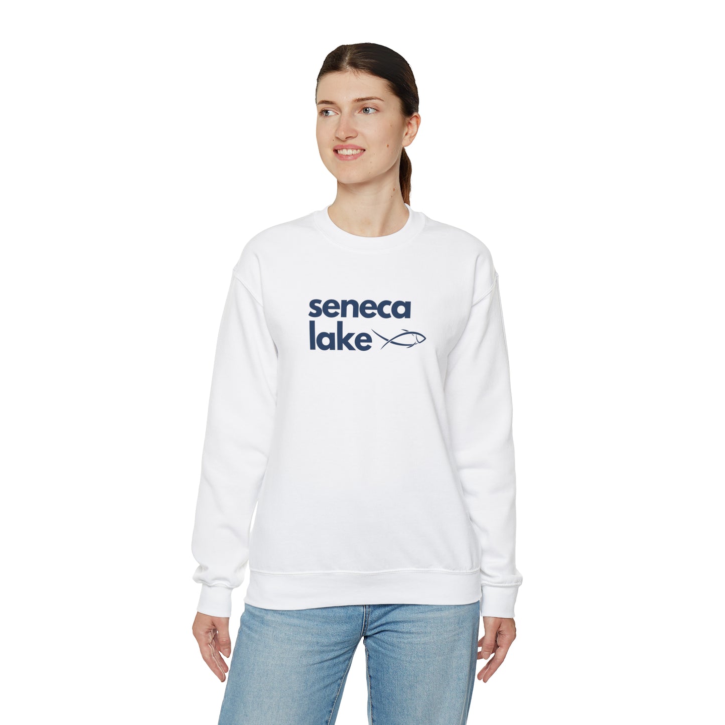 Seneca Lake Simple Fish Crewneck Sweatshirt