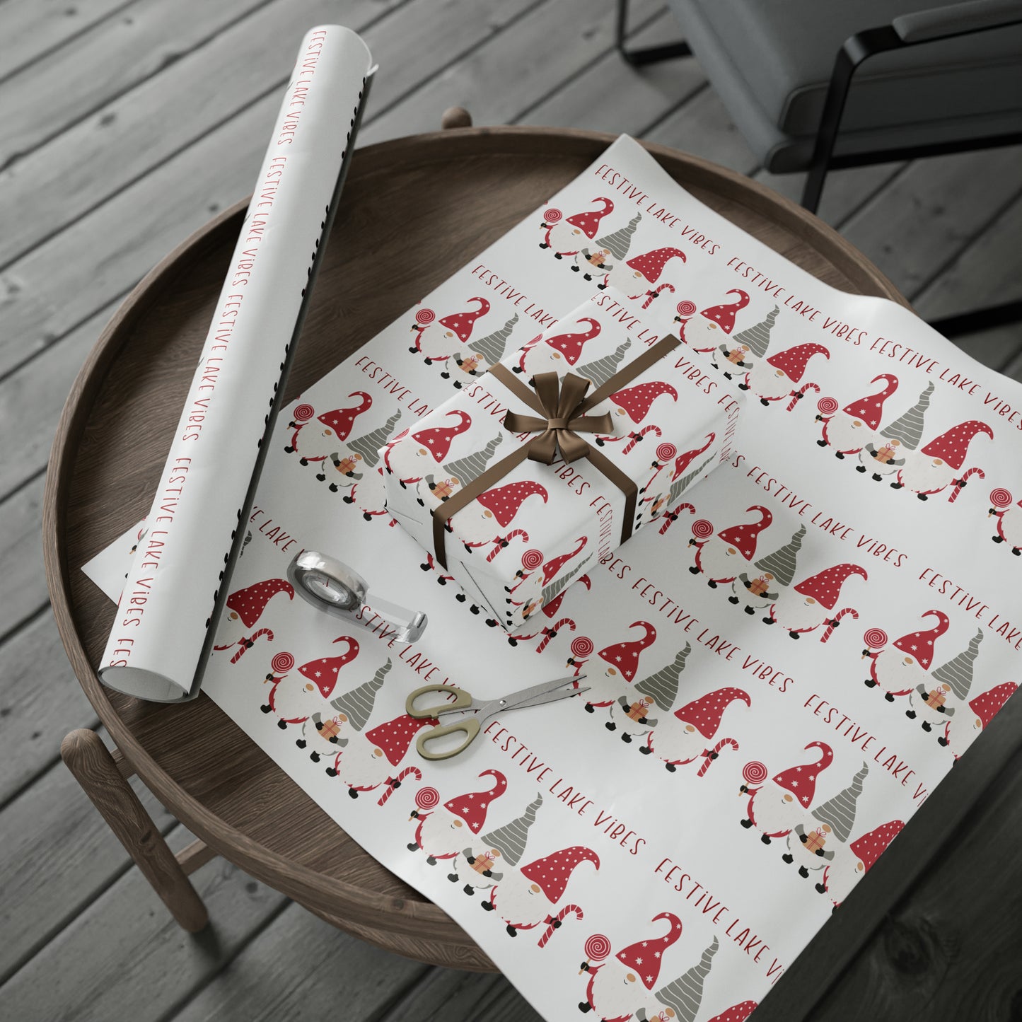 Christmas Wrapping Paper, Holiday Wrapping paper, Festive Lake Vibes gift wrap