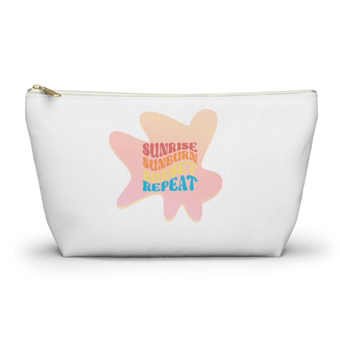 Sunrise, Sunburn, Sunset, Repeat accessory bag in pink and white