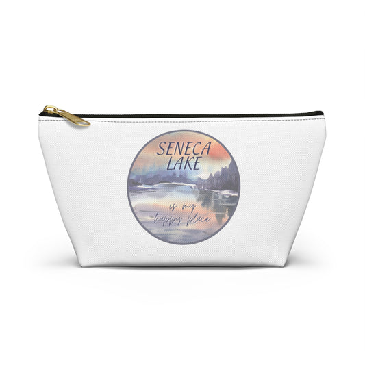 Seneca Lake is My Happy Place watercolor accessory bag