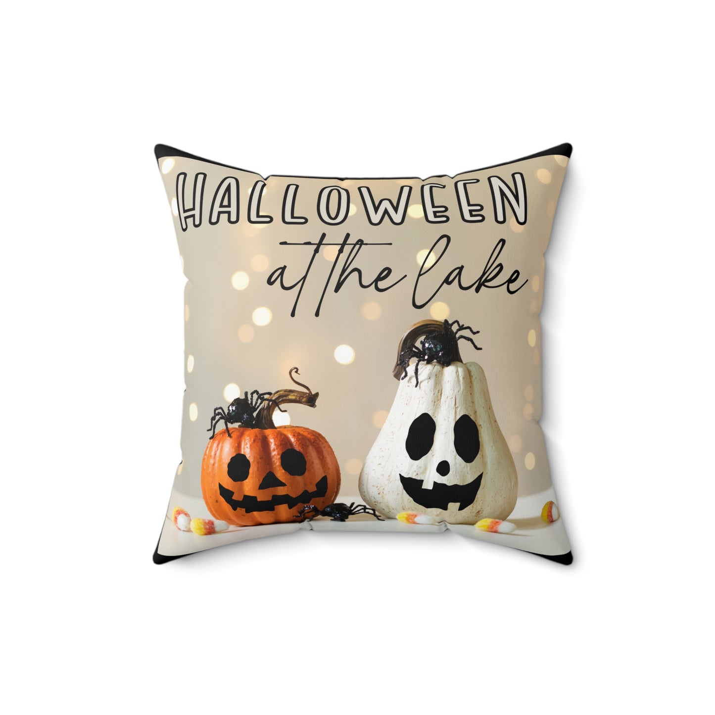 Halloween at the Lake Sparkling Lights Square Pillow