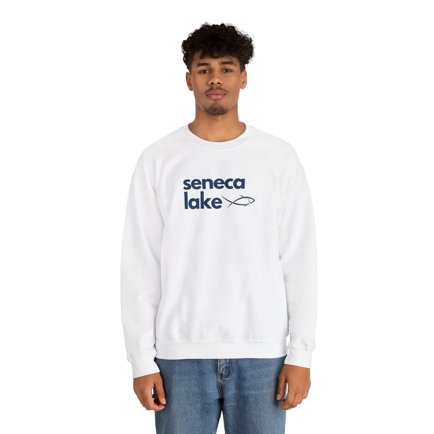 Seneca Lake Simple Fish Crewneck Sweatshirt