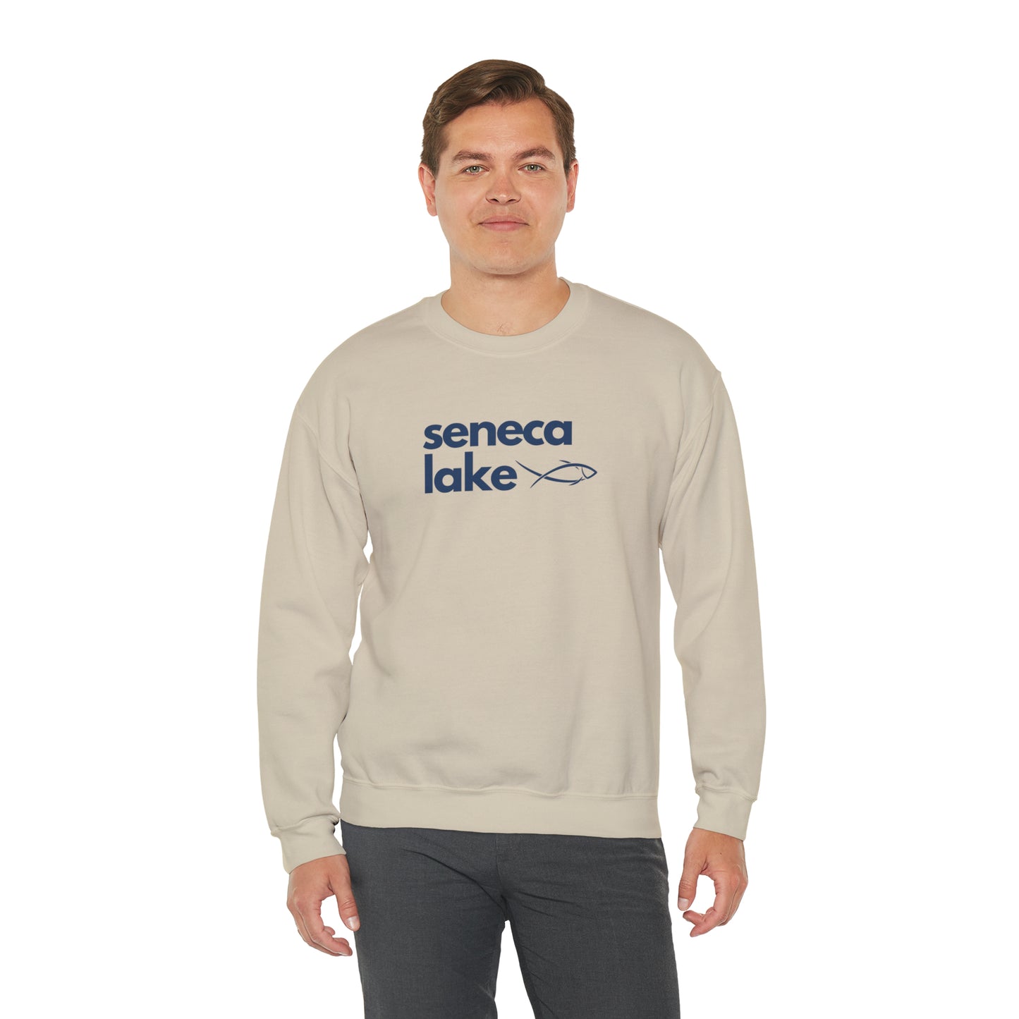 Seneca Lake Simple Fish Crewneck Sweatshirt