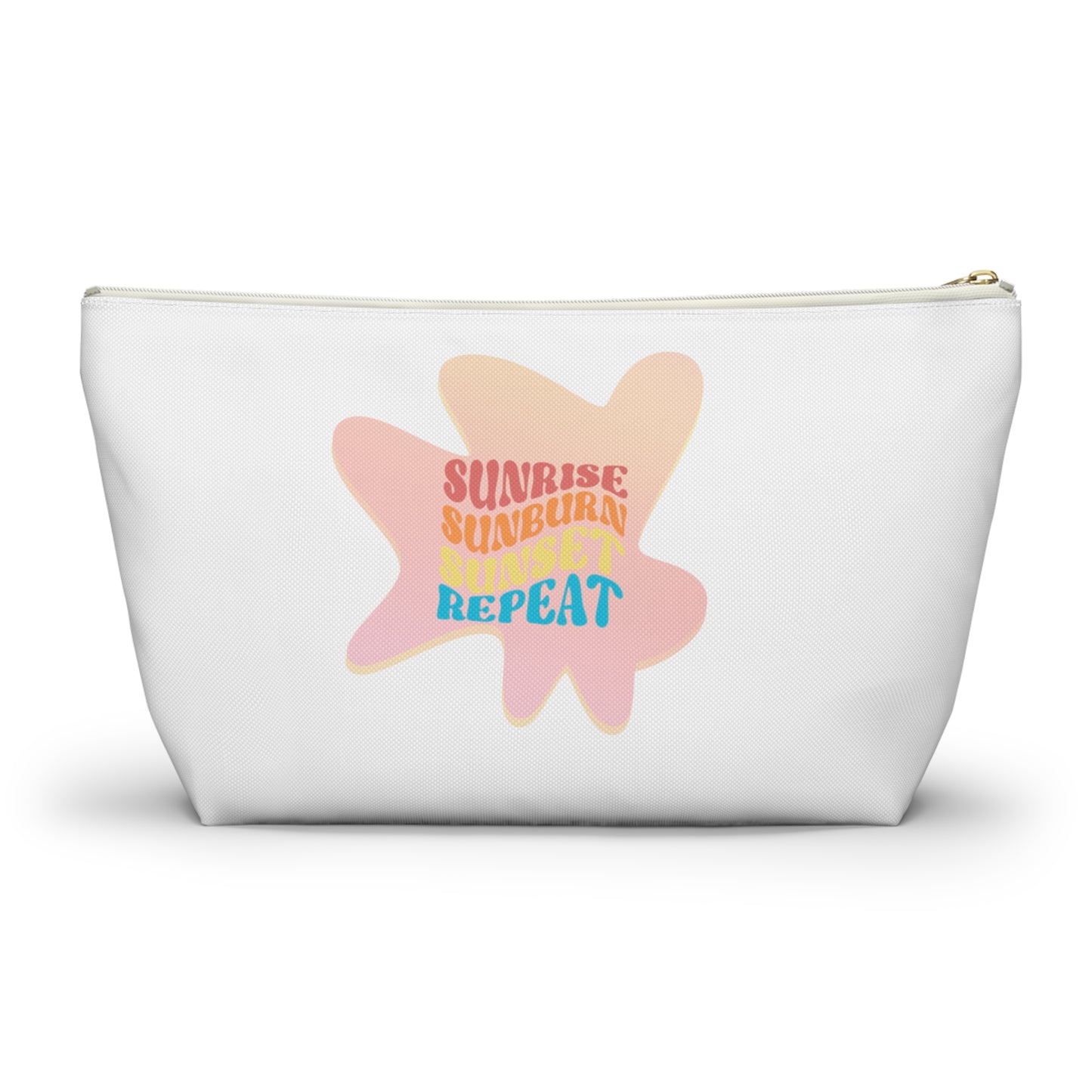 Sunrise, Sunburn, Sunset, Repeat accessory bag in pink and white