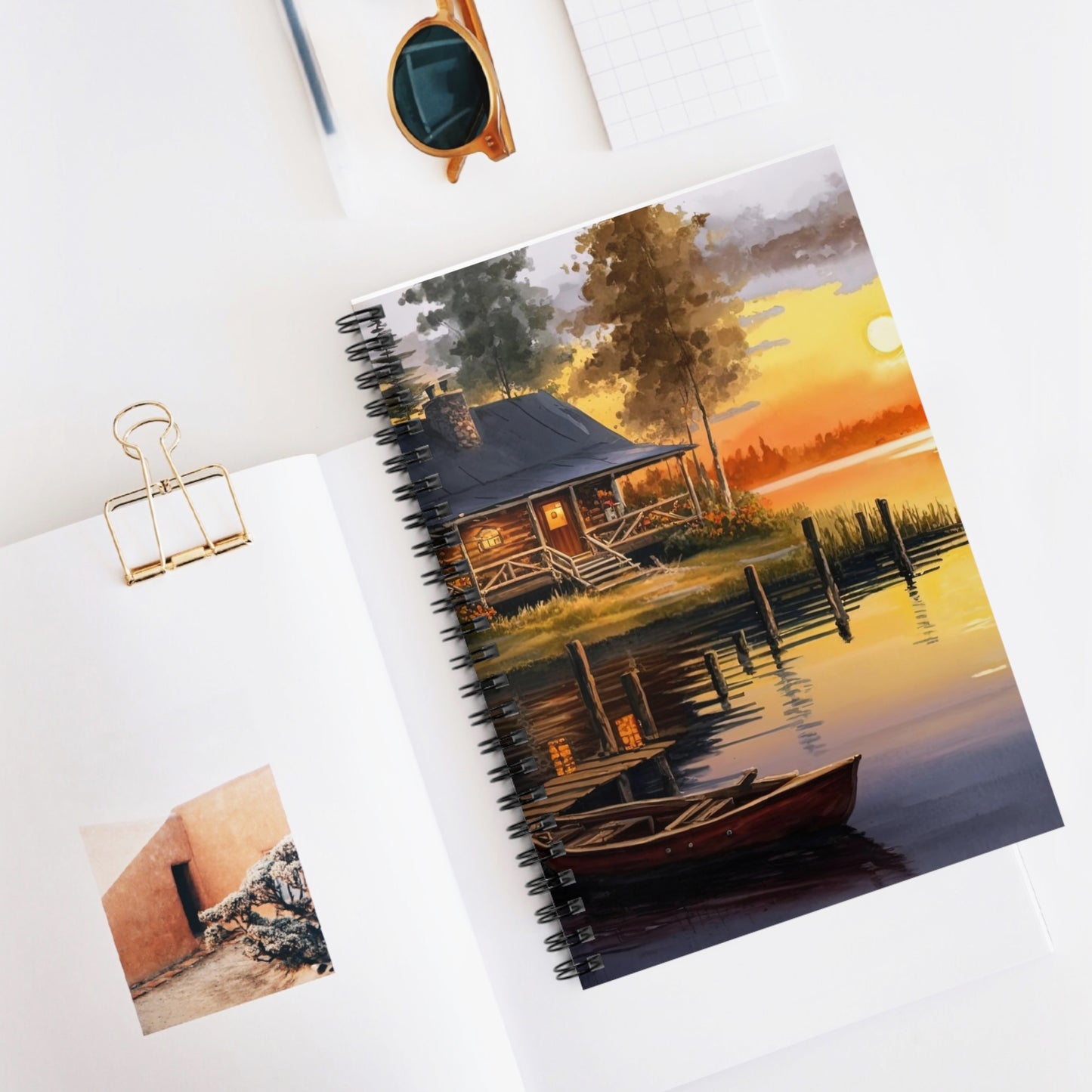 Log Cabin Reflections Spiral Notebook - Ruled Line