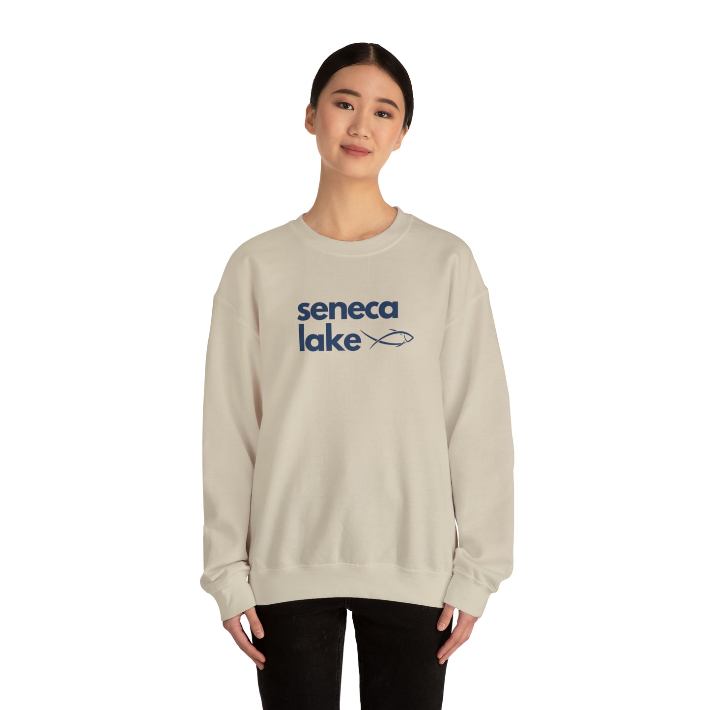 Seneca Lake Simple Fish Crewneck Sweatshirt