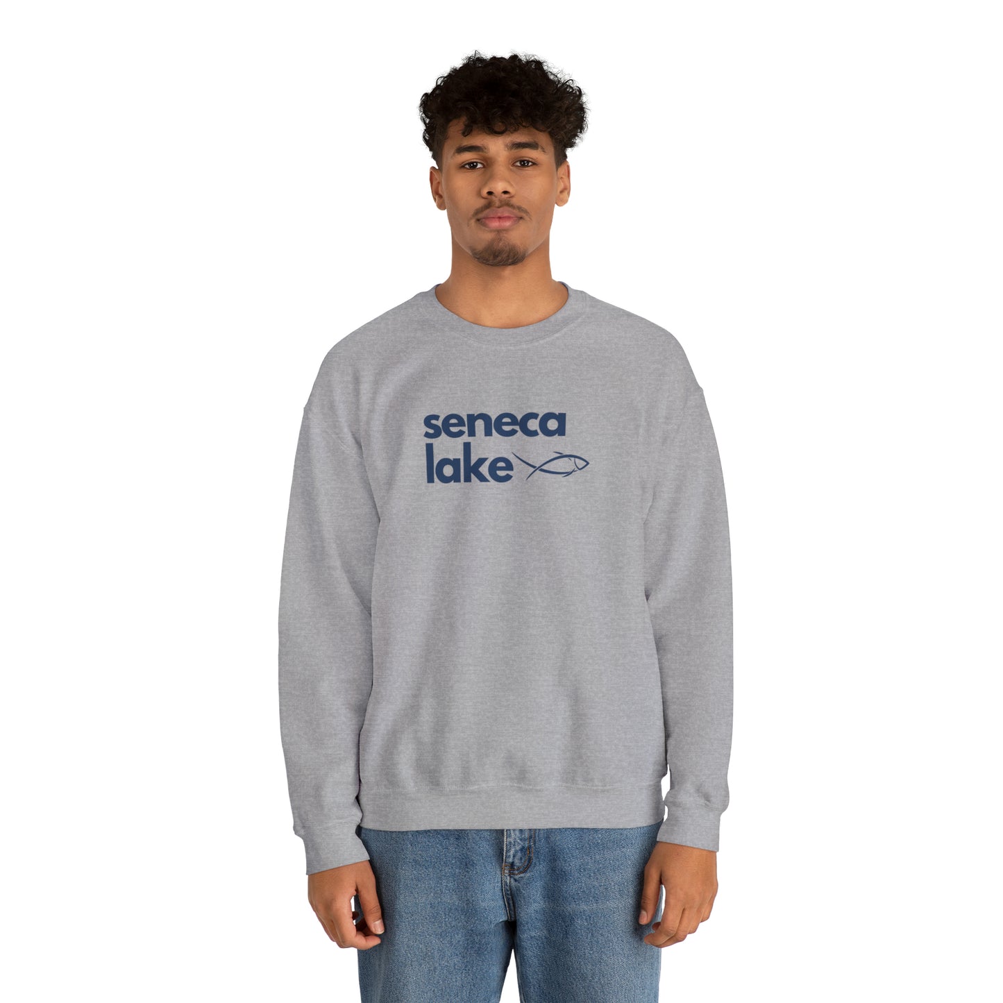 Seneca Lake Simple Fish Crewneck Sweatshirt