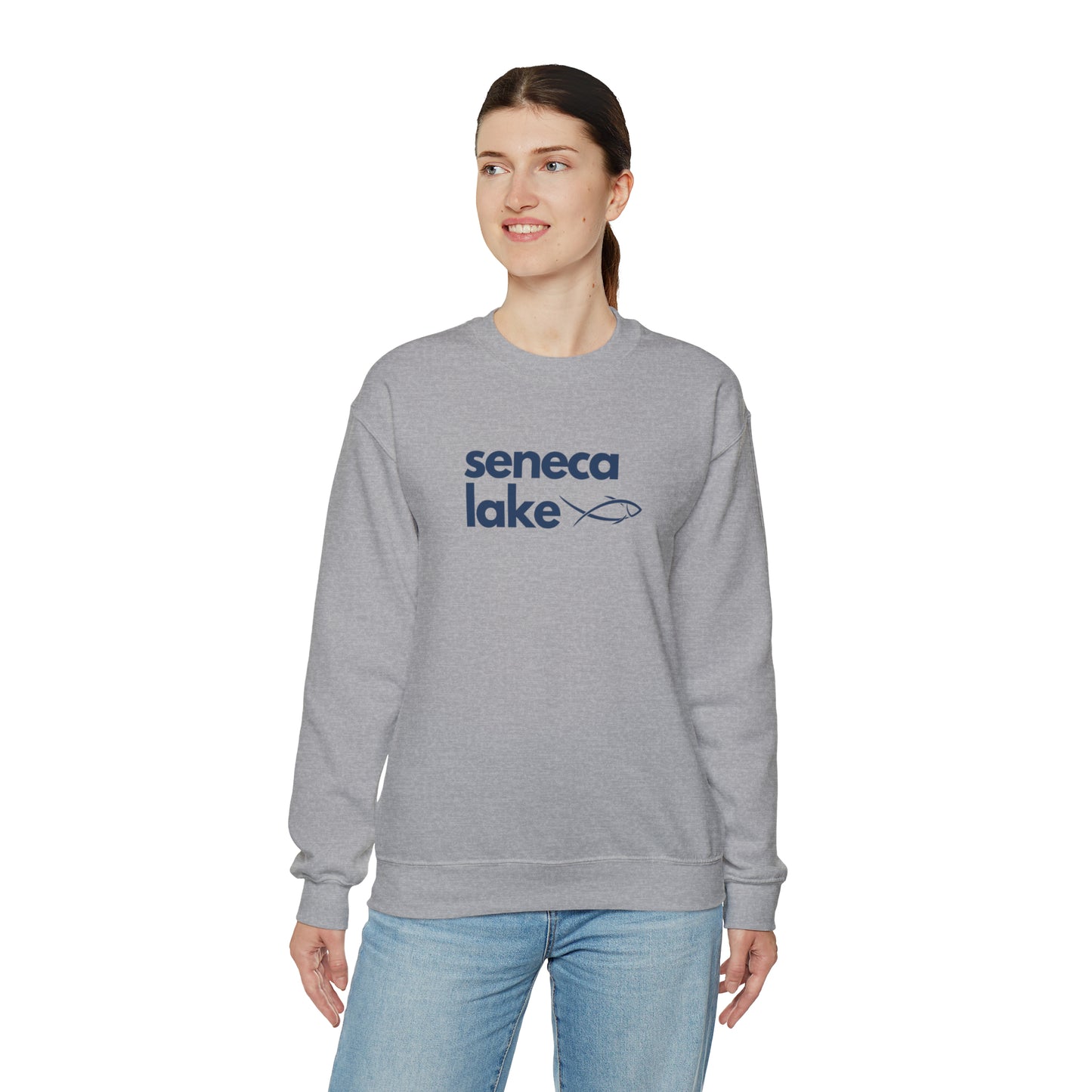 Seneca Lake Simple Fish Crewneck Sweatshirt