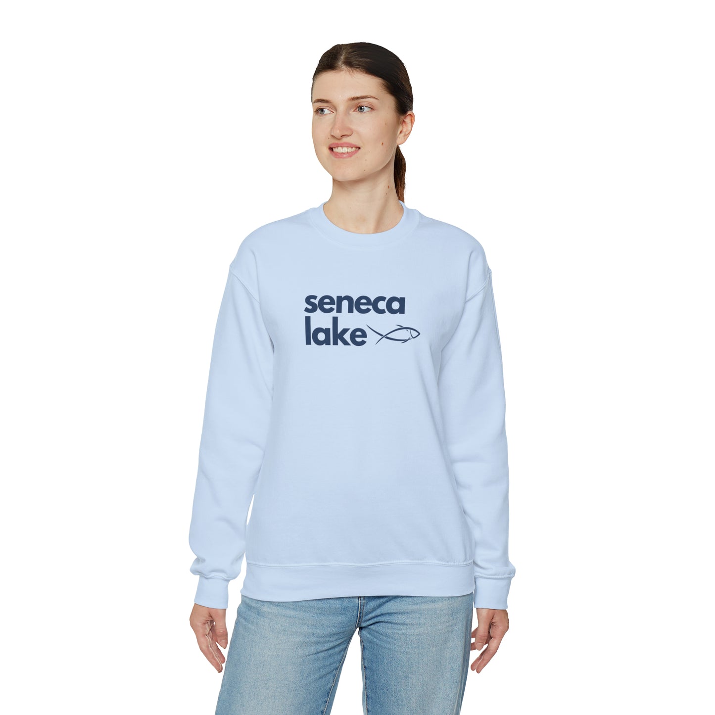 Seneca Lake Simple Fish Crewneck Sweatshirt