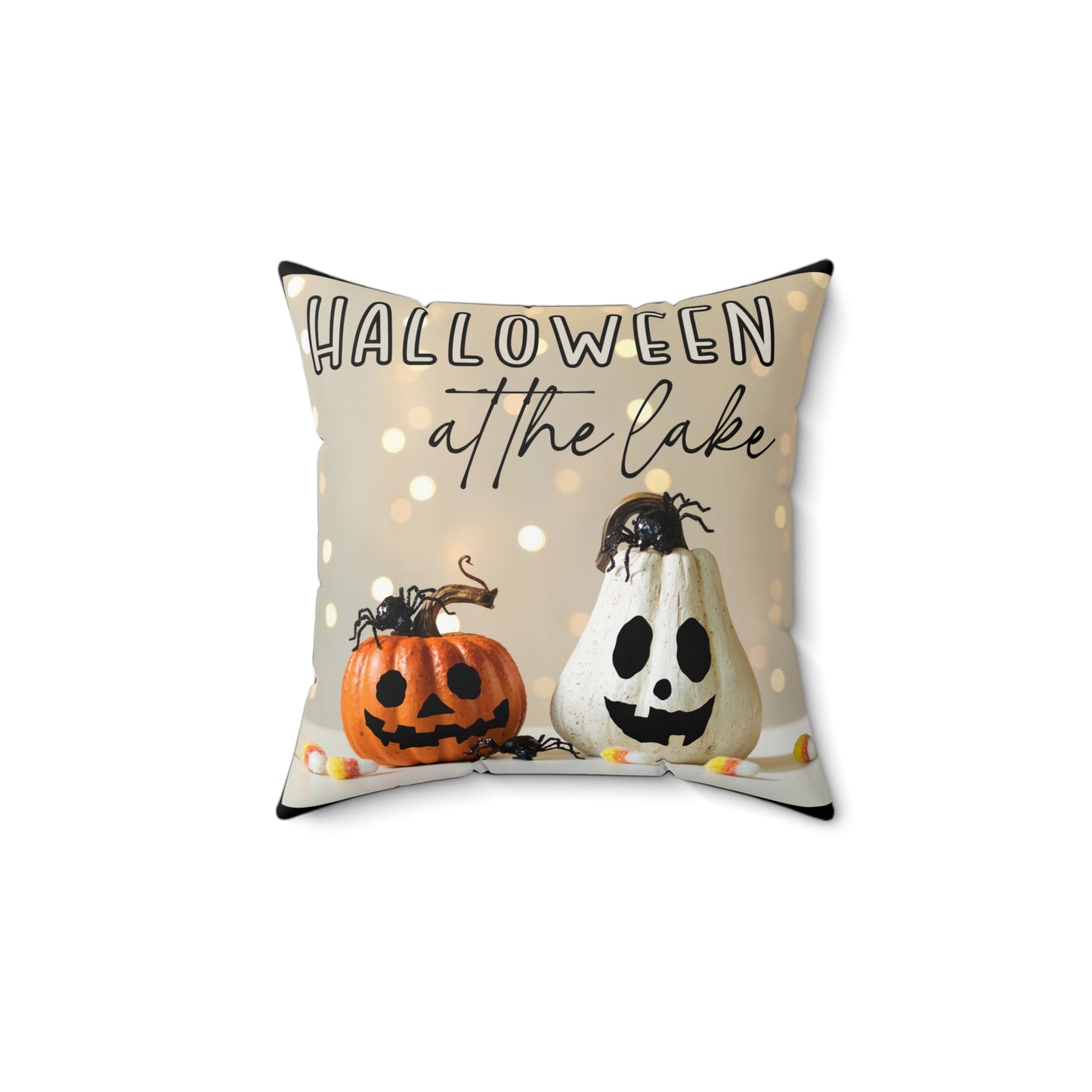 Halloween at the Lake Sparkling Lights Square Pillow