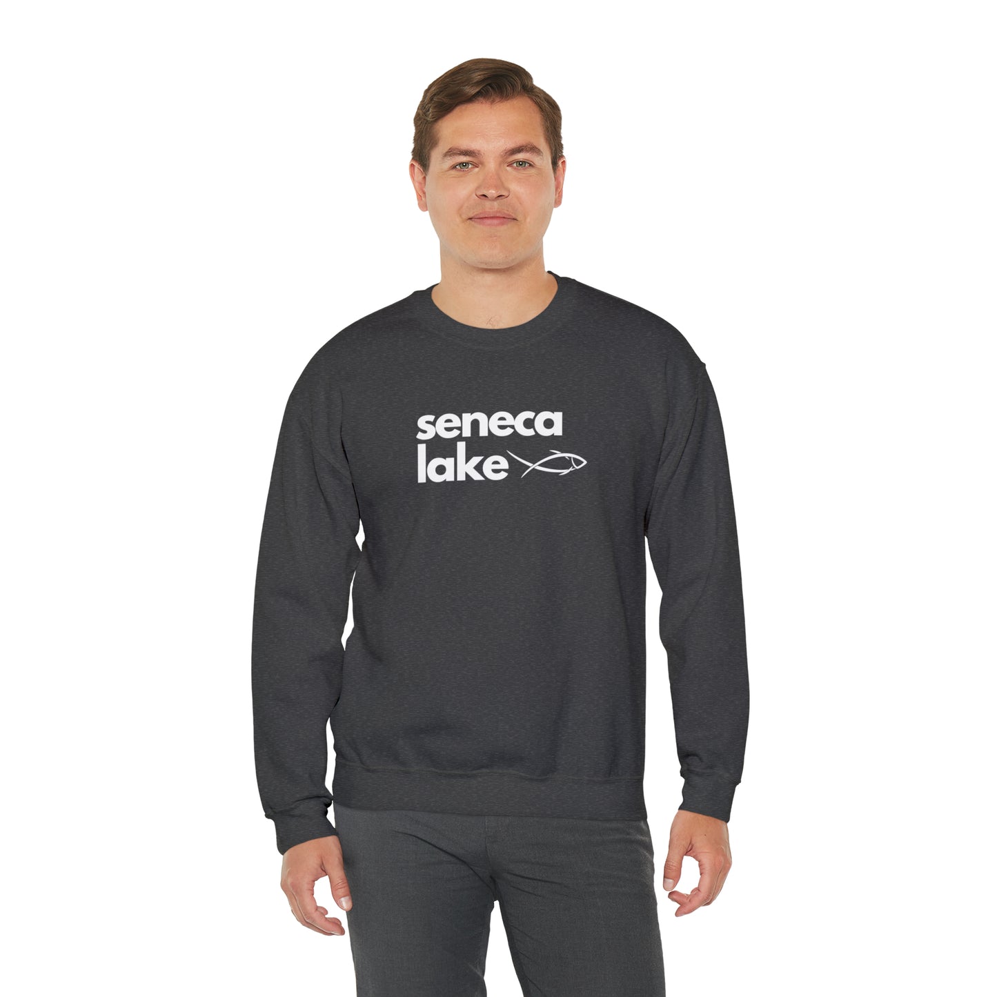 Seneca Lake Simple Fish Crewneck Sweatshirt