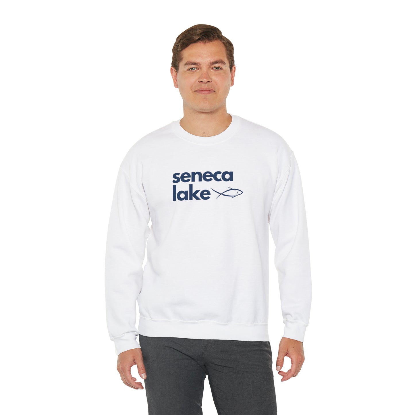 Seneca Lake Simple Fish Crewneck Sweatshirt