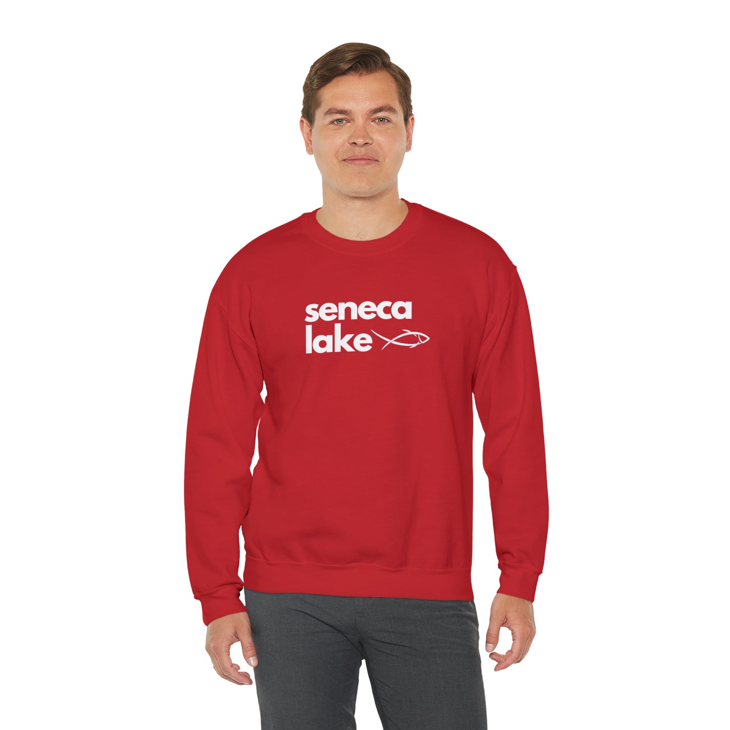 Seneca Lake Simple Fish Crewneck Sweatshirt