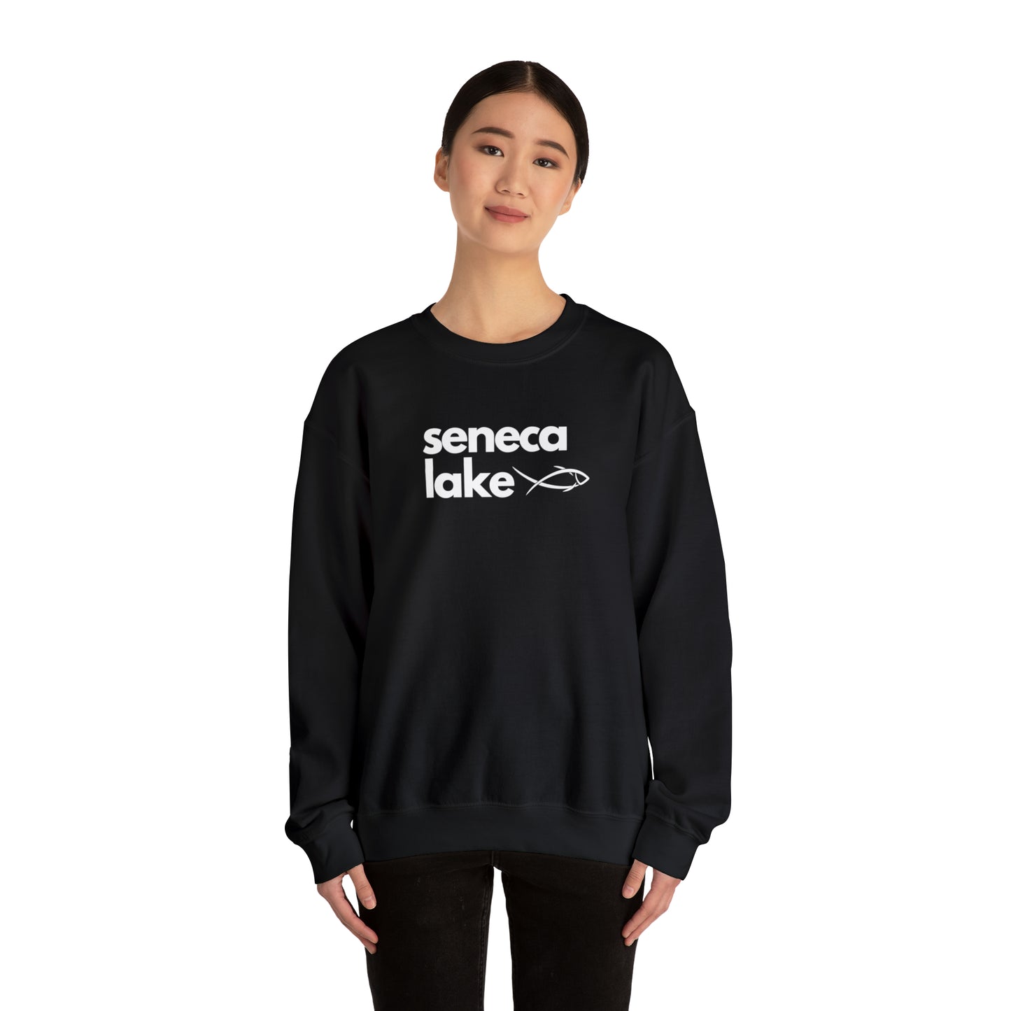 Seneca Lake Simple Fish Crewneck Sweatshirt