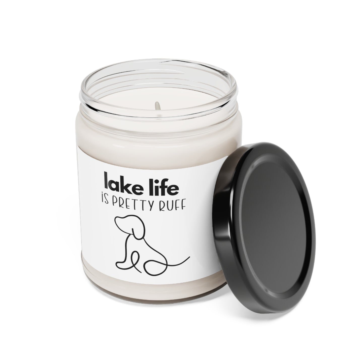 Lake Life is Pretty Ruff Scented Candle, 9oz, featuring a line drawing of an adorable dog