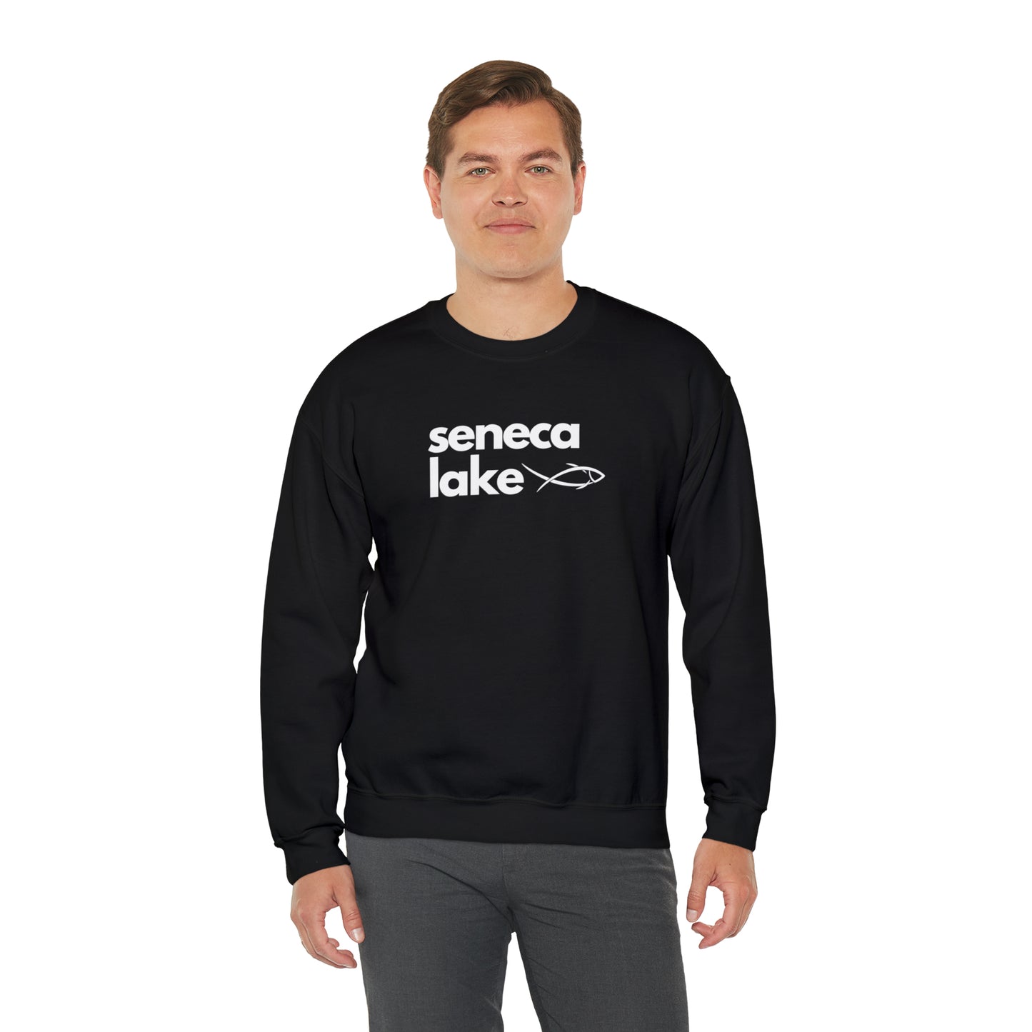 Seneca Lake Simple Fish Crewneck Sweatshirt