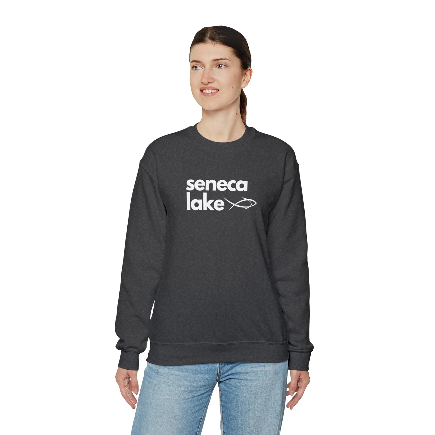 Seneca Lake Simple Fish Crewneck Sweatshirt