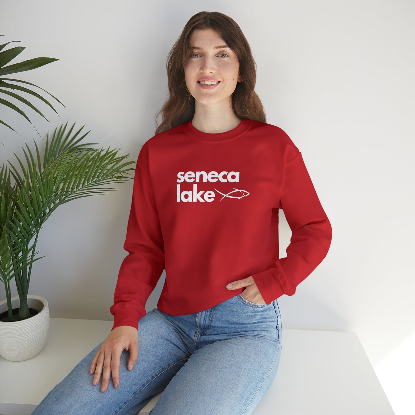 Seneca Lake Simple Fish Crewneck Sweatshirt