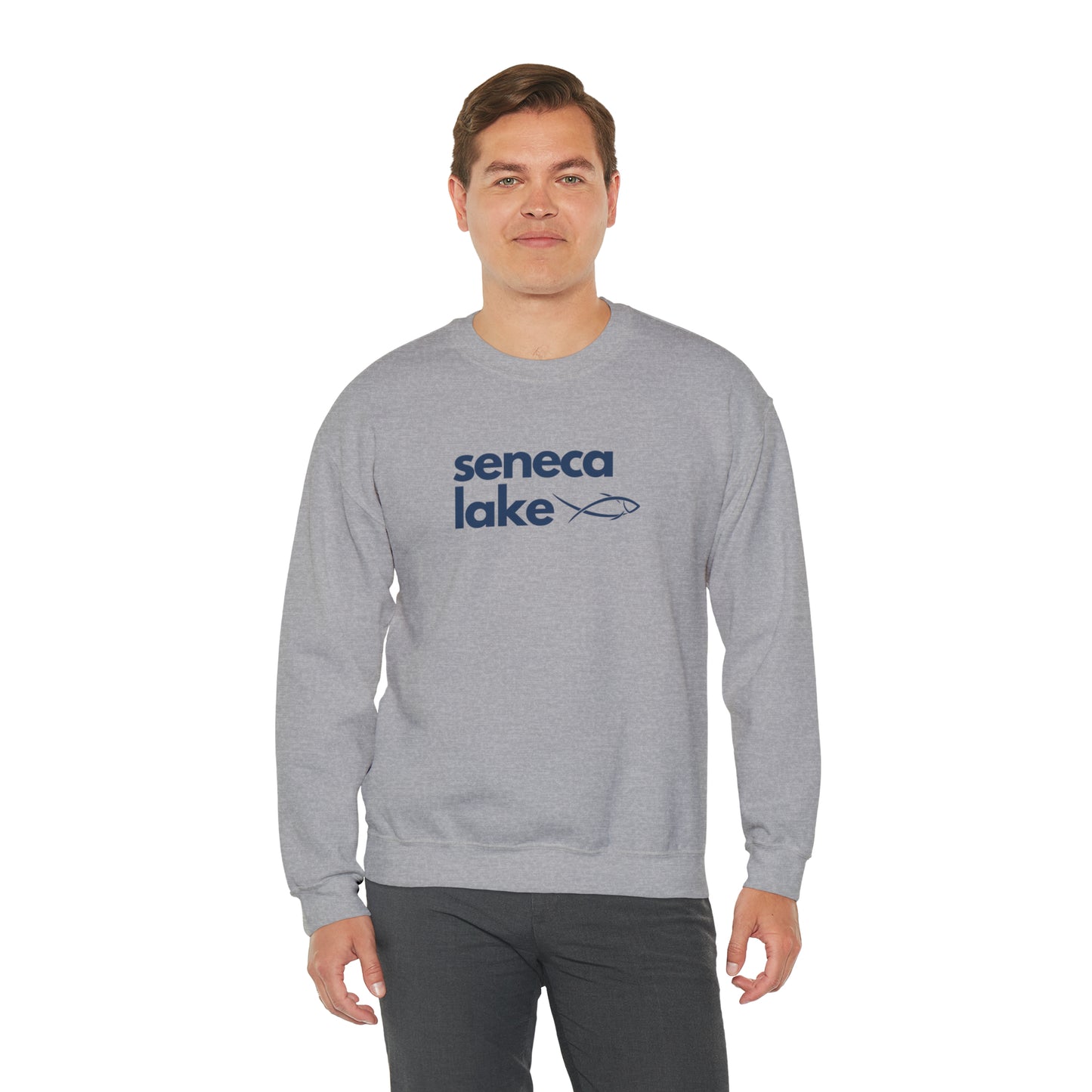 Seneca Lake Simple Fish Crewneck Sweatshirt