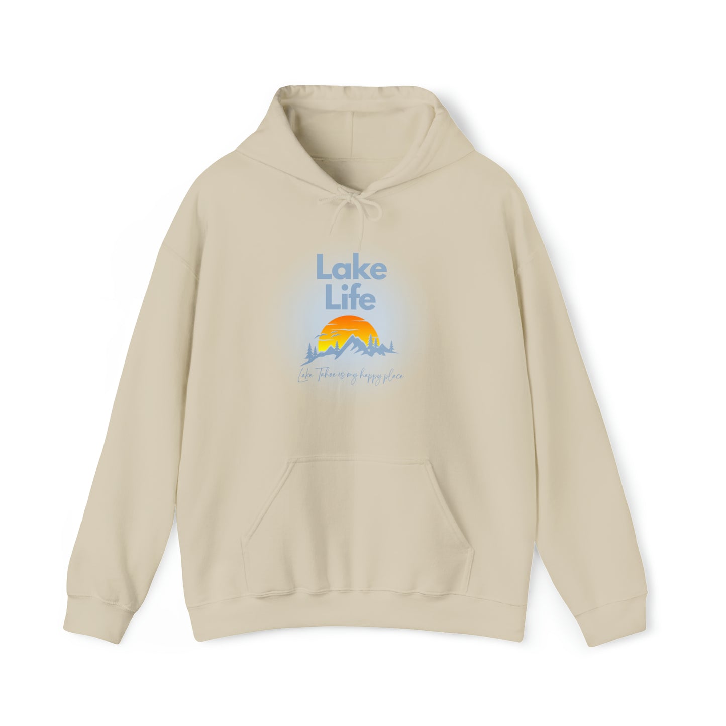 Lake Tahoe is My Happy Place in Mountain Sunset Blues Hoodie