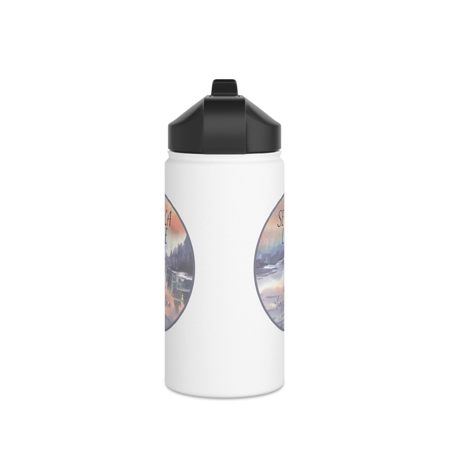 Seneca Lake is My Happy Place Stainless Steel Water Bottle in watercolors