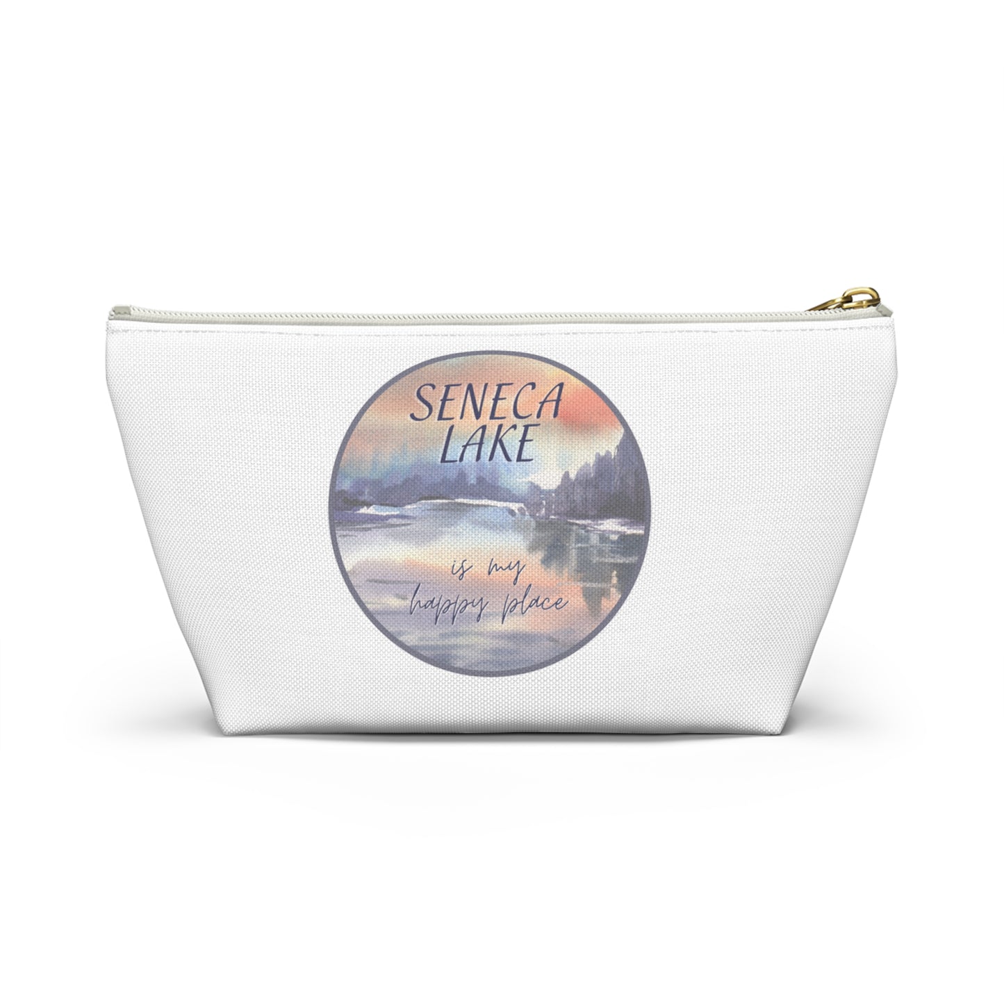 Seneca Lake is My Happy Place watercolor accessory bag