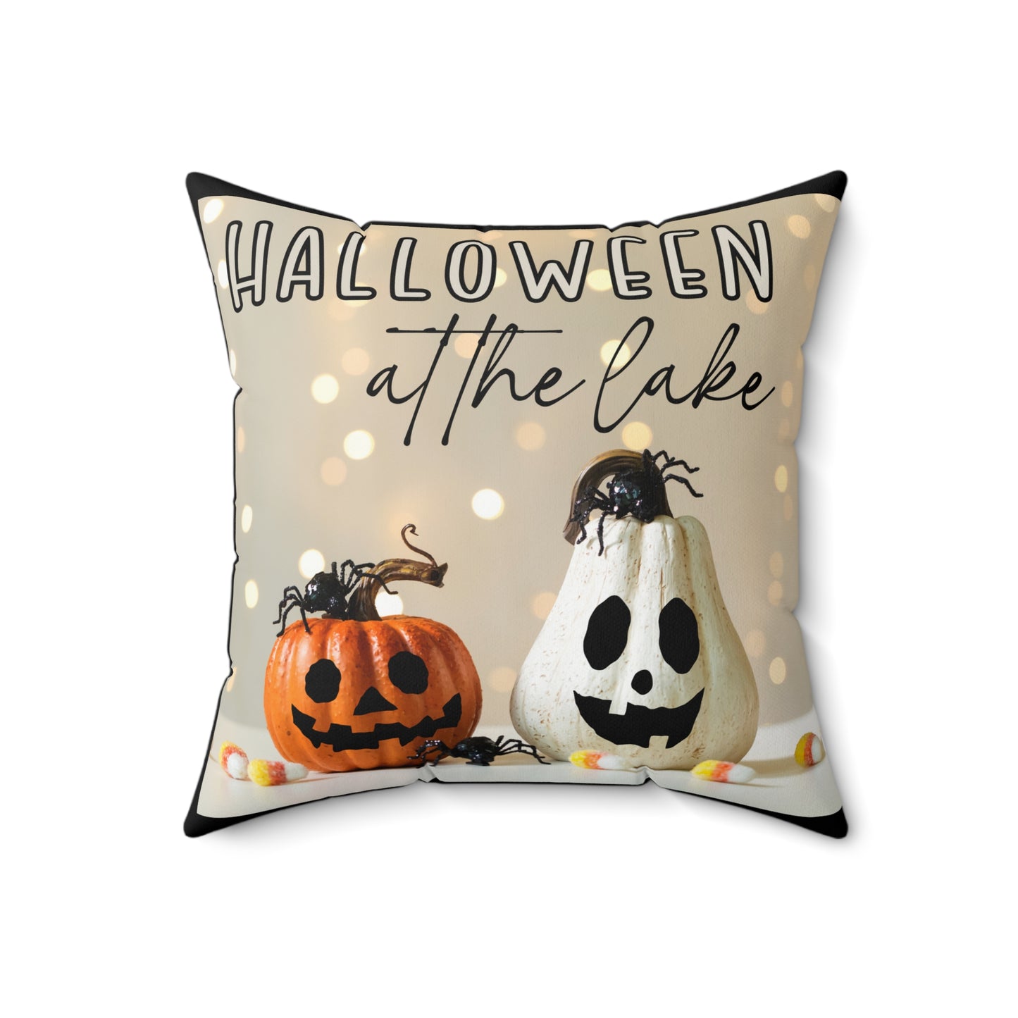 Halloween at the Lake Sparkling Lights Square Pillow