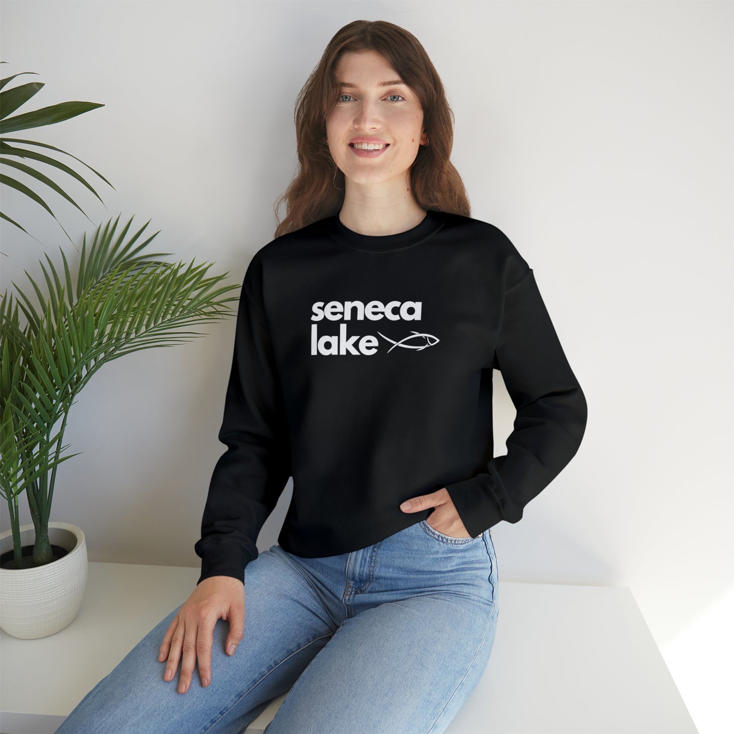 Seneca Lake Simple Fish Crewneck Sweatshirt