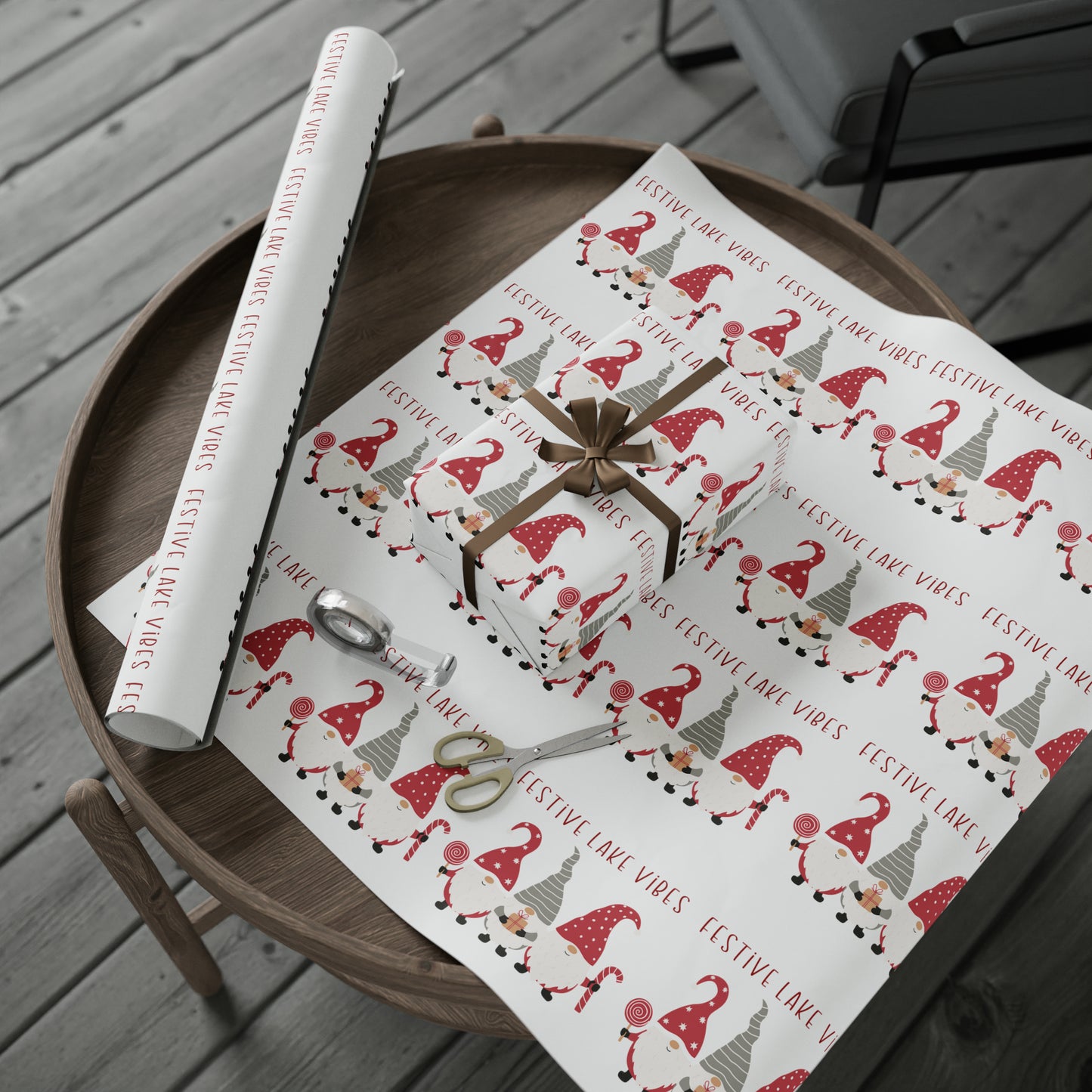 Christmas Wrapping Paper, Holiday Wrapping paper, Festive Lake Vibes gift wrap