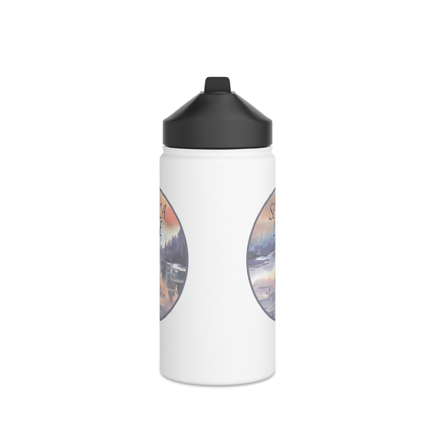 Seneca Lake is My Happy Place Stainless Steel Water Bottle in watercolors