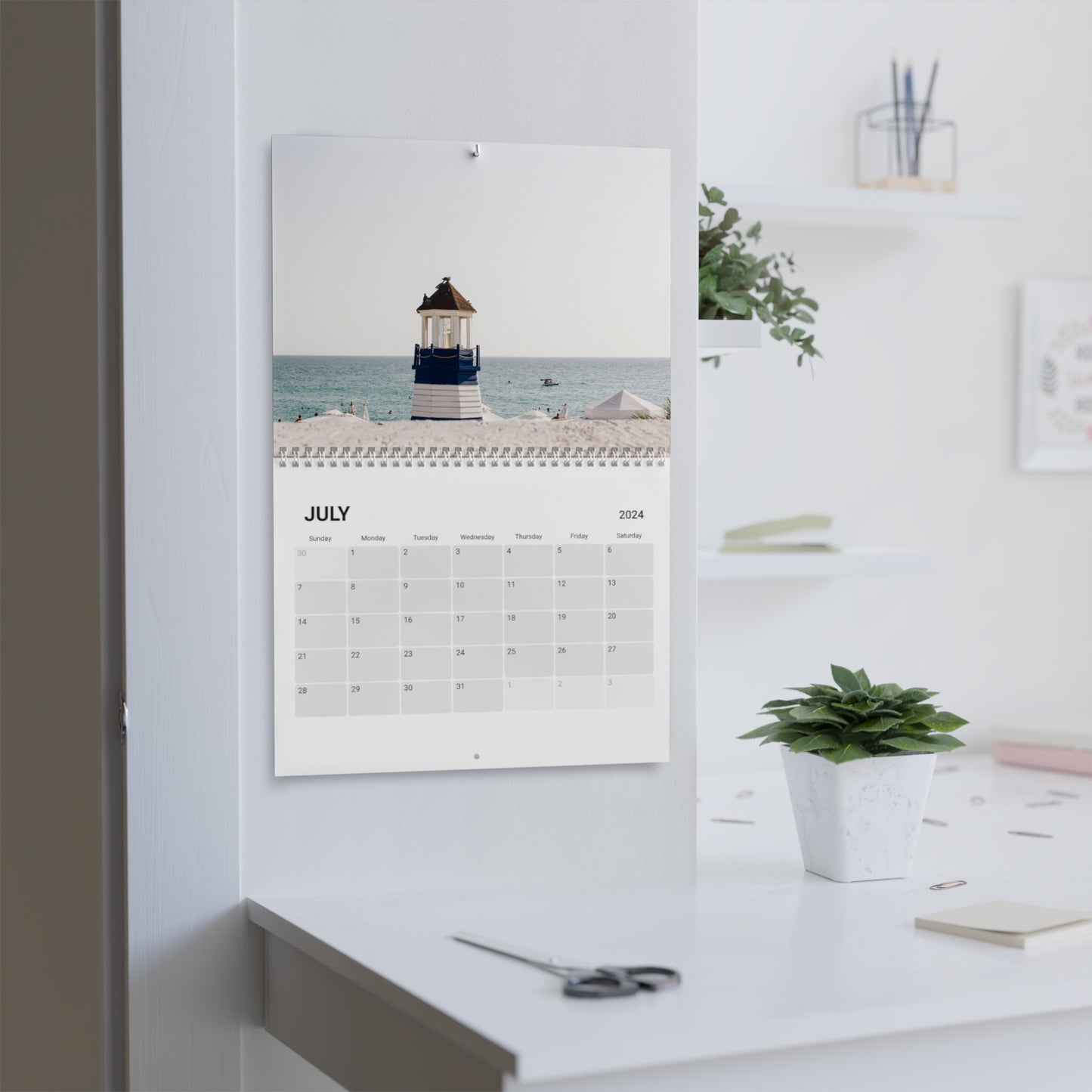 Coastal themed wall calendar (2024) featuring 12 months of beautiful lighthouses