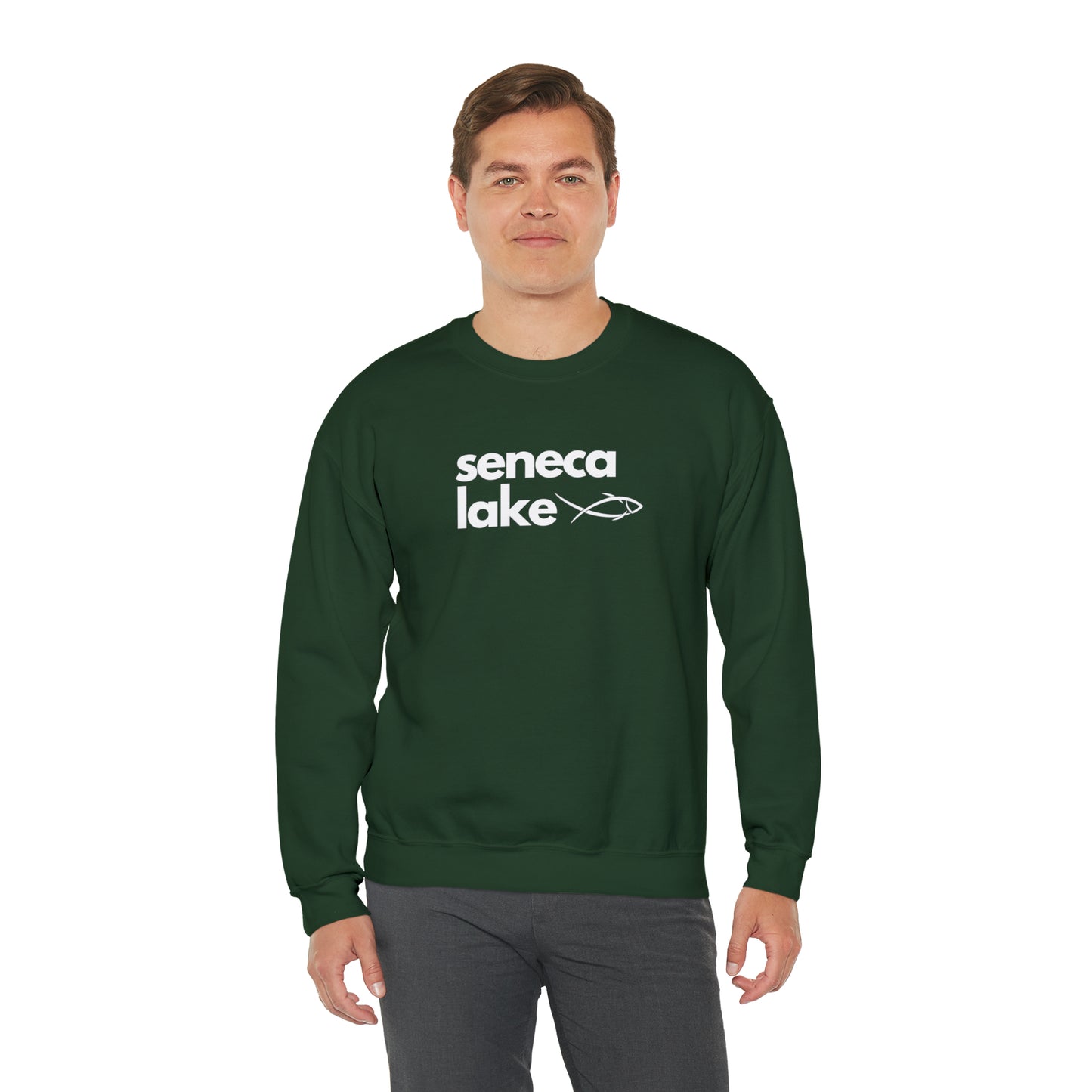 Seneca Lake Simple Fish Crewneck Sweatshirt