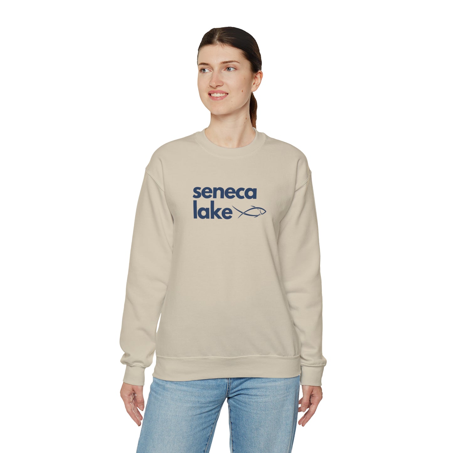 Seneca Lake Simple Fish Crewneck Sweatshirt