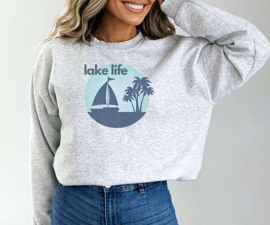 Lake Life Sailboat & Palm Trees Unisex Sweatshirt