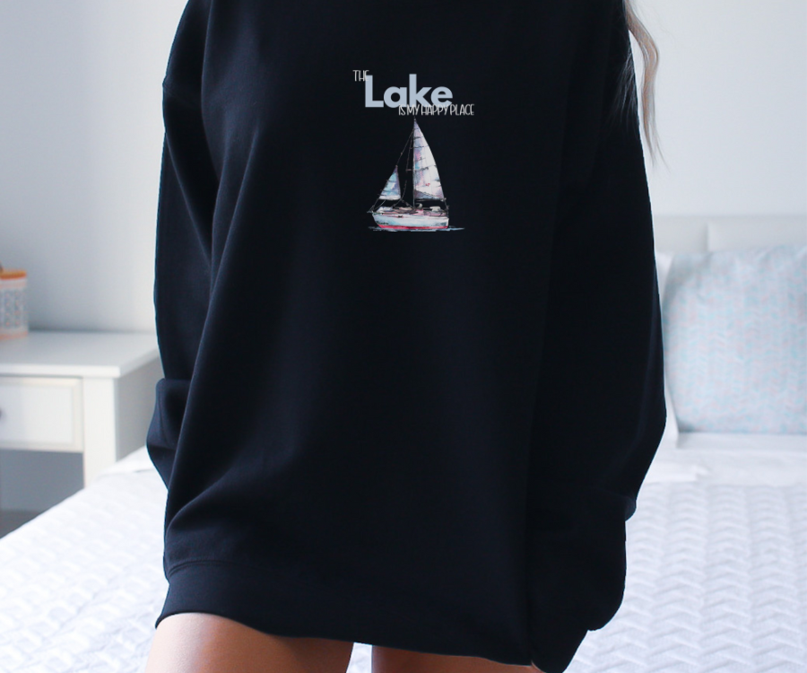 The Lake is My Happy Place Crewneck Sweatshirt