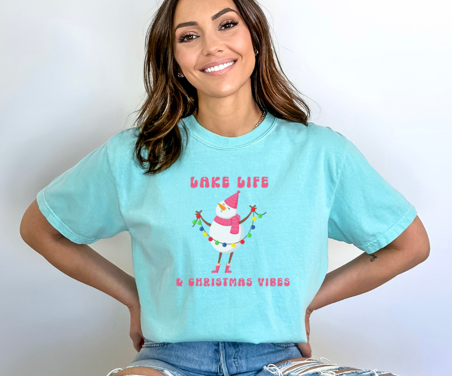 Holiday T-shirt, Lake Life & Christmas Vibes tee